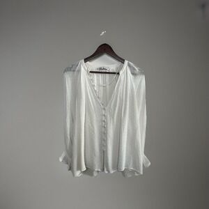 Zara White‎ Sheet Eyelet Ruffle Top Size Medium Boho Chic